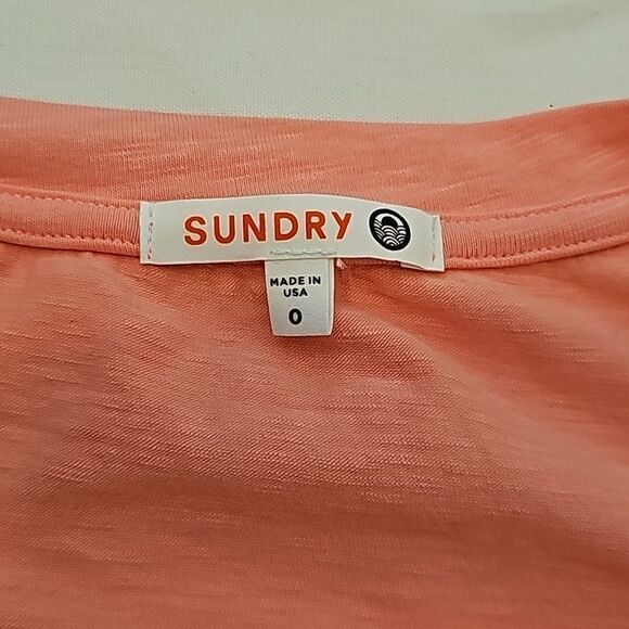 Sundry Dress Peach Orange T Shirt A Line Ruffle Short Sleeve size 0 - Picture 7 of 8